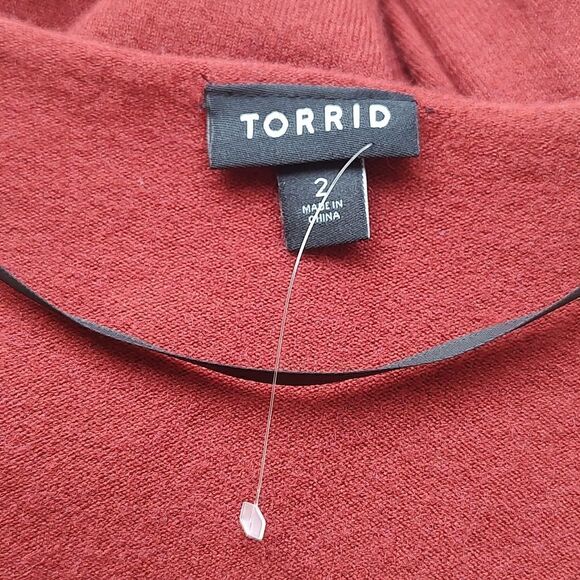 Torrid V Neck Maroon Sweater Size 2 Long Sleeve - Picture 7 of 11